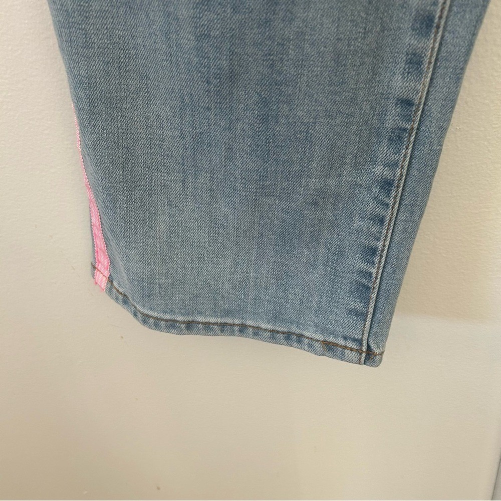 Talbots Modern Ankle Jeans Pink Ribbon Denim Colorful Embellished Size 16 - Picture 9 of 14